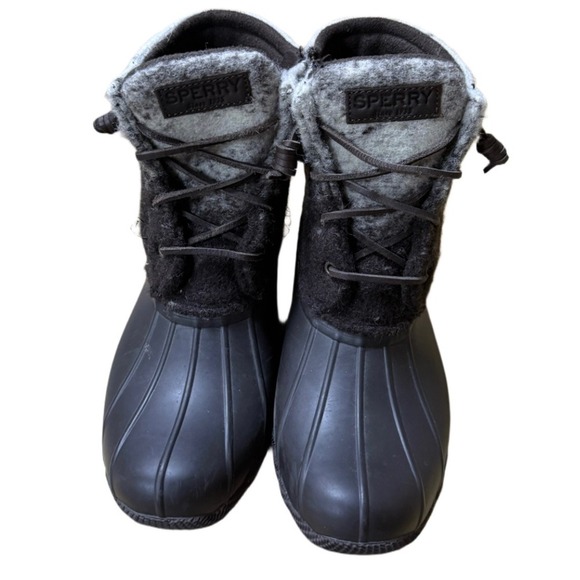 Sperry Dark Brown 100% Wool Duck Boots Weather Boots Size Women's 8 1/2 - Picture 1 of 7